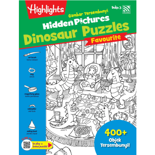 HIGHLIGHTS HIDDEN PICTURES- GAMBAR TERSEMBUNYI FAVOURITE : HIDDEN PICTURES DINOSAUR PUZZLES BUKU 3
